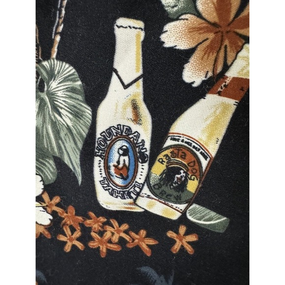 Vintage Big Dog Swim Trunks Lined Pockets Black Floral Beer Print‎ Mens Size XL - Picture 3 of 9